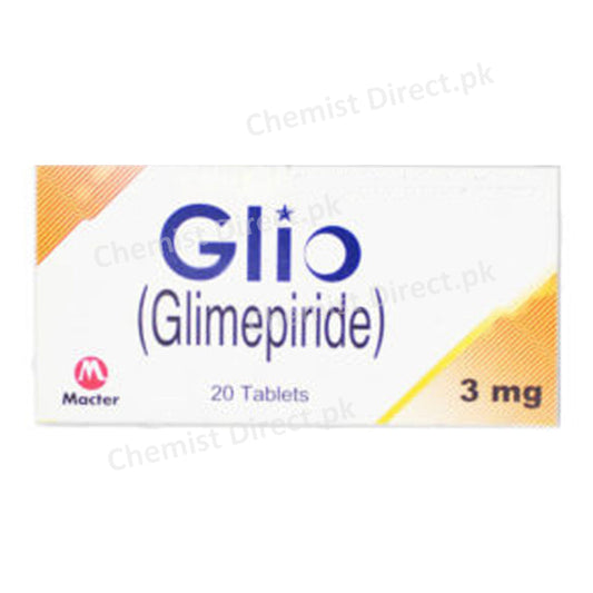 Glio Tablet 3mg Oral Hypoglycemic Glimepiride Macter International