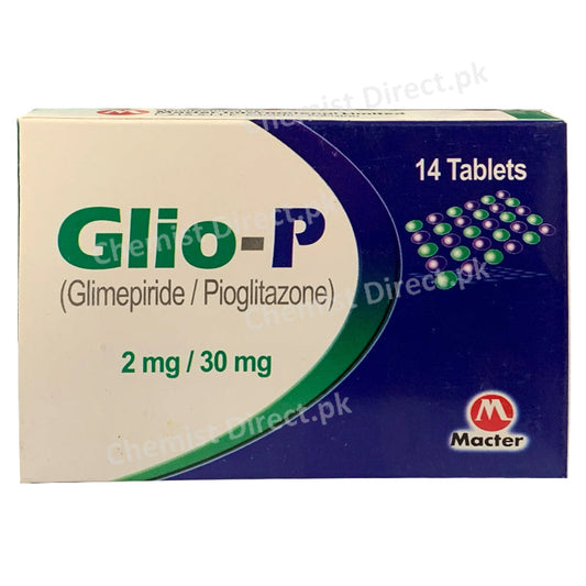 Glio-P Tablet 2mg/30mg Oral Hypoglycemic Glimepiride/Pioglitazone Macter International