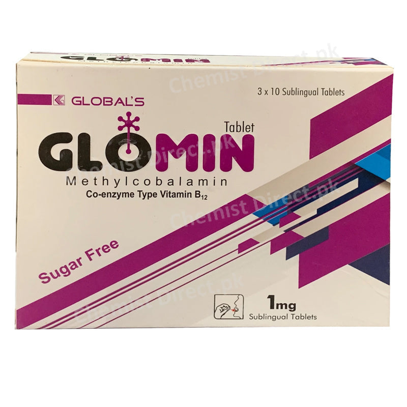 Glomin 1mg tab Tablet Globals Pharma Methylcobalamin Co enzyme Type vitamin B12