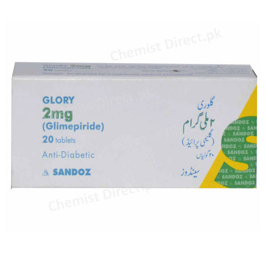 Glory 2mg tab Tablet Novartis Pharma Pakistan Ltd Oral Hypoglycemic Glimepiride