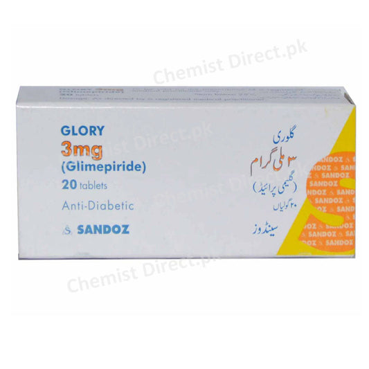 Glory 3mg Tab Tablet Novartis Pharma Pakistan Ltd Oral Hypoglycemic Glimepiride