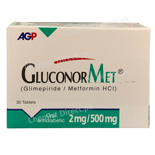 Gluconor Met 2mg-500mg AGP Pvt Ltd Oral Hypoglycemic Glimepiride 2mg Metformin HCI 500mg