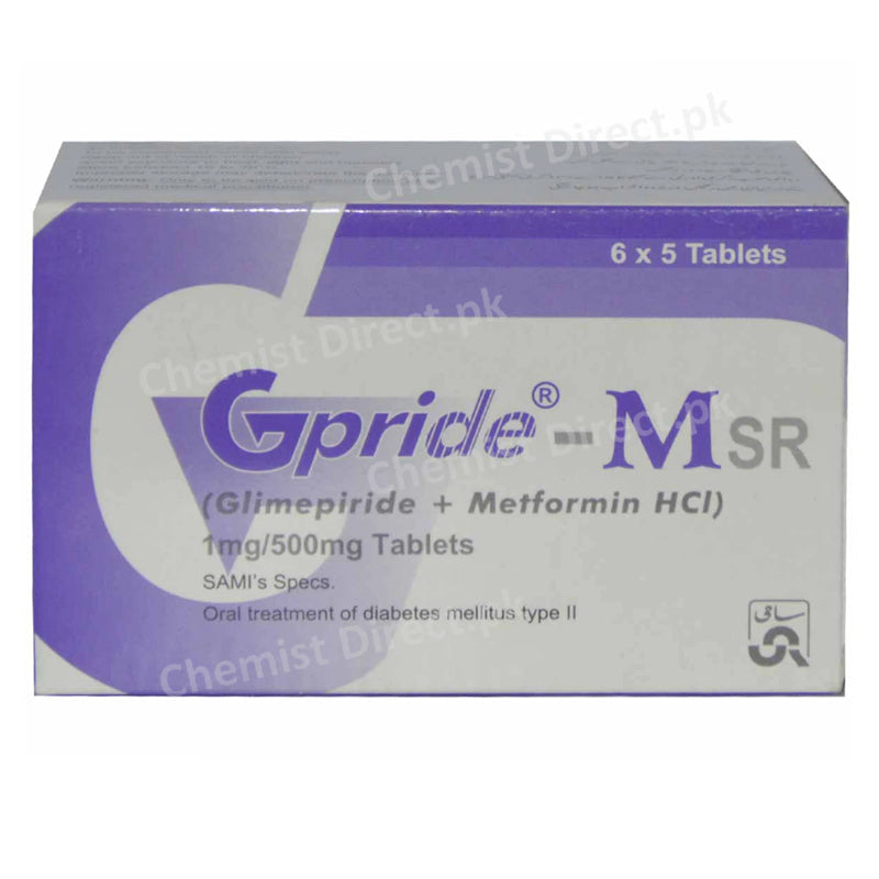 Gpride Msr 1mg 500mg Tab Tablet Sami Pharmaceuticals Oral Hypoglycemic Glimepiride 1mg Metformin 500m