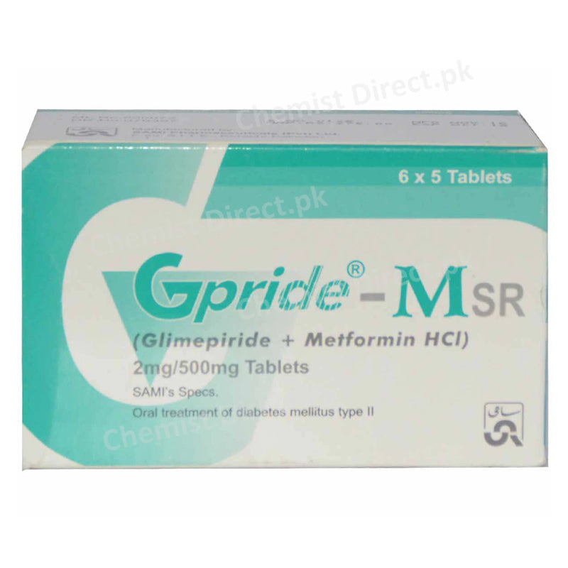  Gpride Msr 2mg 500mg Tab Tablet Sami Pharmaceuticals Oral Hypoglycemic Glimepiride 2mg Metformin 500m