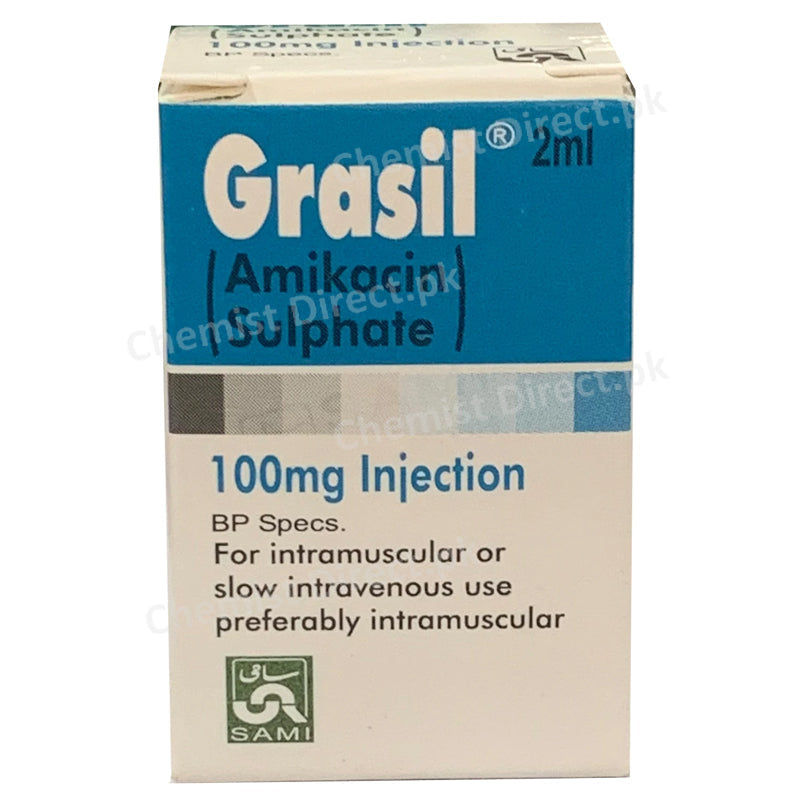 Grasil 100mg Injection Inj Sami Pharmaceuticals Aminoglycoside Anti Bacterial Amikacin Sulphate