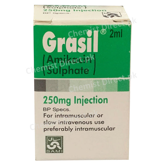 Grasil 250mg Injection Inj Ami Pharmaceuticals Aminoglycoside Anti Bacterial Amikacin Sulphate