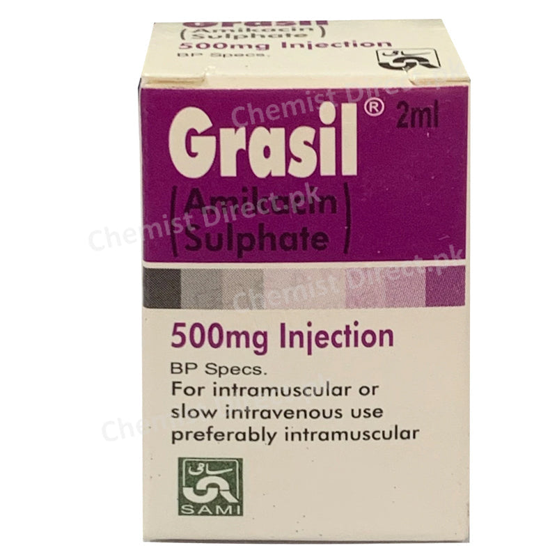 Grasil 500mg Injection Inj Sami Pharmaceuticals Aminoglycoside Anti Bacterial Amikacin Sulphate