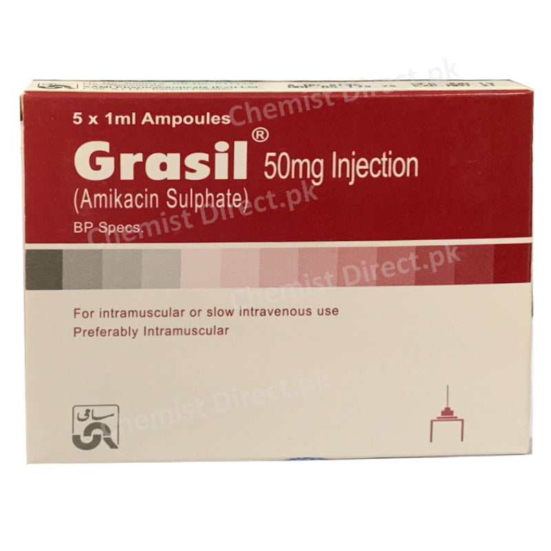 Grasil 50mg Injection Inj Sami Pharmaceuticals Aminoglycoside Anti Bacterial Amikacin Sulphate
