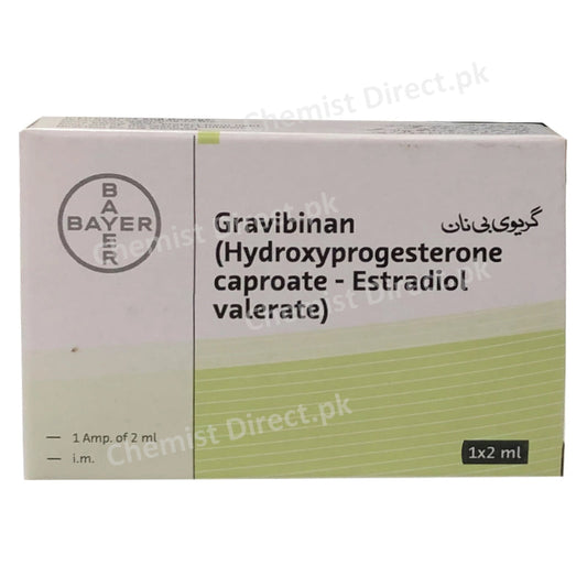 Gravibinan 2ml Injection Inj Bayer Health Care Pvt Ltd Hormonal Products Eachmlcontains Estradiol 5mg Progesterone 250mg Prophylaxis of abortion