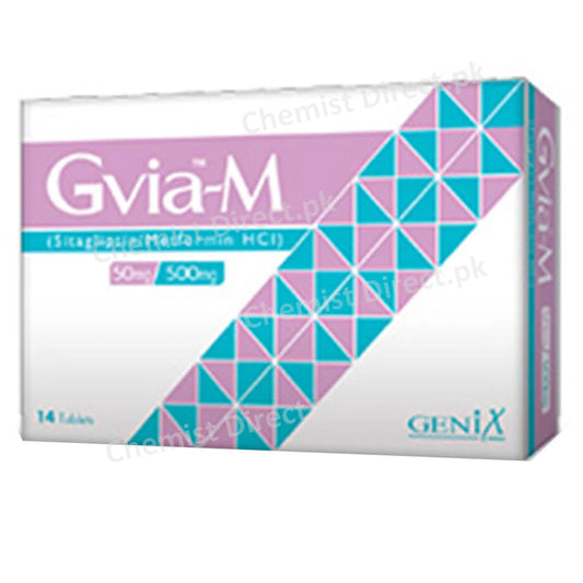 Gvia-M-50-500mg-Tab-Tablet Genix Pharma Oral Hypoglycemic Sitagliptin Metformin 50mg 500mg