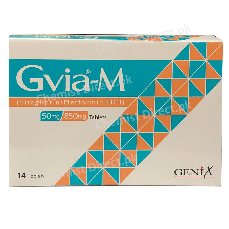     Gvia M 50 850mg Tab Tablet Genix Pharma Oral Hypoglycemic Sitagliptin Metformin 50mg 500mg