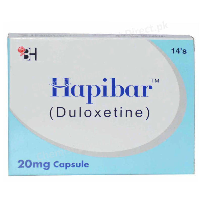 Hapibar 20mg Capsule Anti-Depressant Duloxetine HCL Barrett Hodgson