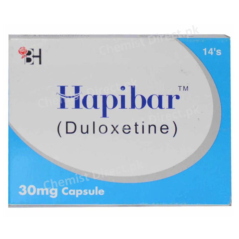 Hapibar 30mg Capsule Anti-Depressant Duloxetine Barrett Hodgson