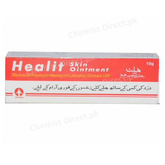 Healit Skin Ointment 10Gram Anti-bacterial Bacitracin+Polymyxin+Neomycin+Lidocaine