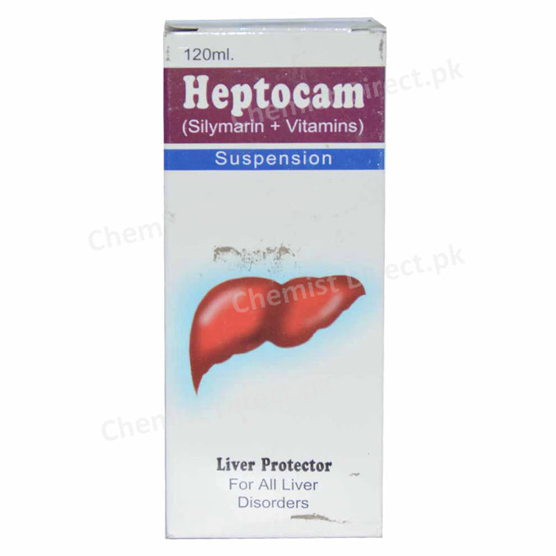 Heptocam Syrup 120ml Chas A Mendoza Liver Protectant Each 5ml contains Nicotinamide 24mg Riboflavin Vitamin B2 8mg Thiamine HCl Vitamin B1 8mg Silymarin 105mg Calcium Pantothenate 16mg Cyanocoba
