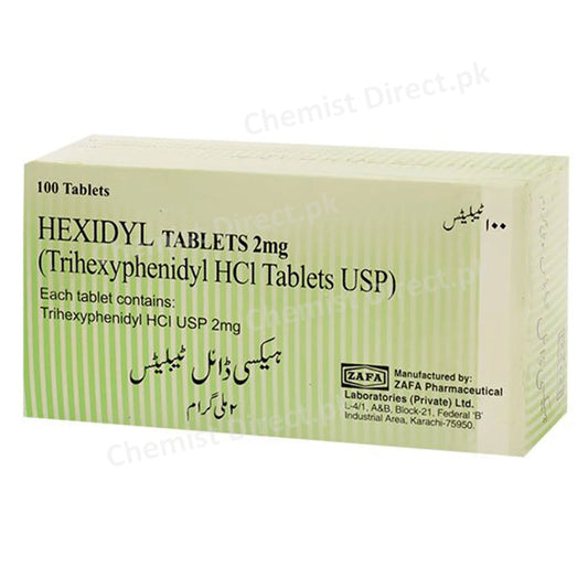 Hexidyl 2mg Tab Tablet Zafa Pharma Anti Parkinsonism Trihexyphenidyl Hcl