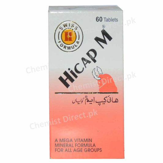 Hicapm tab tablet himont pharma pvt ltd multi vitamins with minerals vitamin a 5000iu iron 50mg vitamin d 500iu  iodine 100mg vitaminb 110mg magnesium 10mg vitamin b 210mg copper 2mg vitamin b 64mg zi