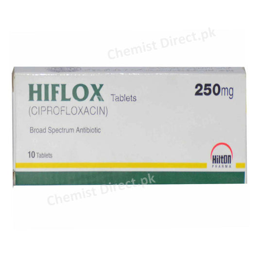 Hiflox 250mg Tablet Hilton Pharma Quinolones Anti-Bacterial Ciprofloxacin