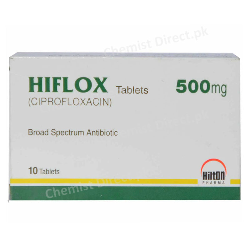 Hiflox 500mg Tablet Hilton Pharma Quinolones Anti-Bacterial Ciprofloxacin