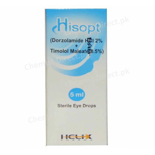 Hisopt Eye Drops 5ml Helix Pharma Anti-Glaucoma Dorzolamide HCl 20mg Timolol Maleate 5mg