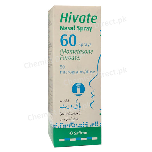 Hivate Nasal spray 60 Saffron Pharmaceuticals Pvt Ltd Corticosteroid Mometasone Furoate