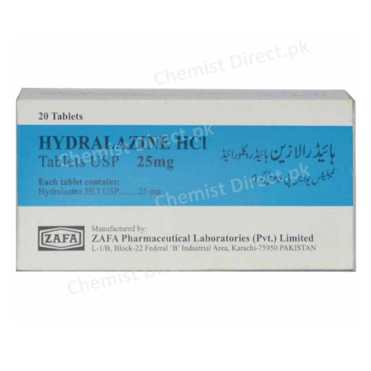 Hydralazine Hci 25mg Tab Tablet Zafa Pharma Anti Hypertensive Hydralazine Hcl