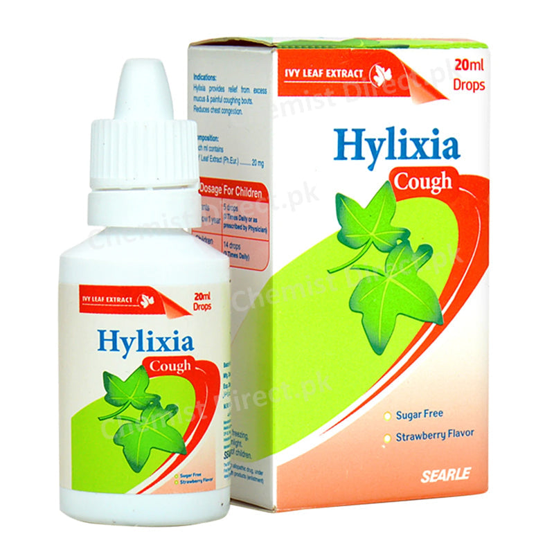 Hylixia cough drop 20ml IVY Leaf Extract.20mg Syrup, Licorice.20mg, Thyme…20mg Searle pakistan