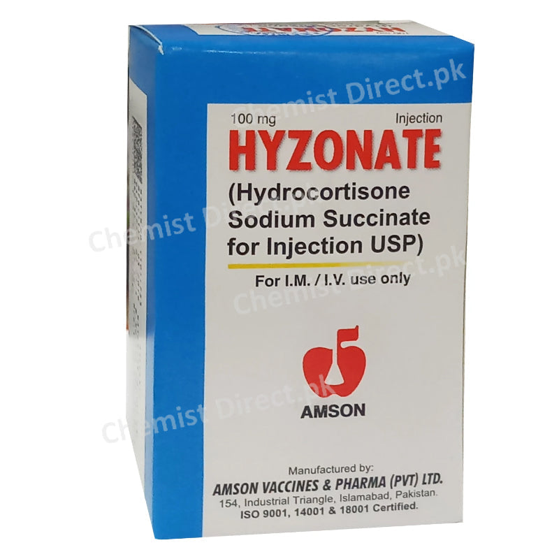 Hyzonate 100mg Injection Inj Amson Pharma Pvt Ltd Corticosteroids Hydrocortisone Sodium Succinat
