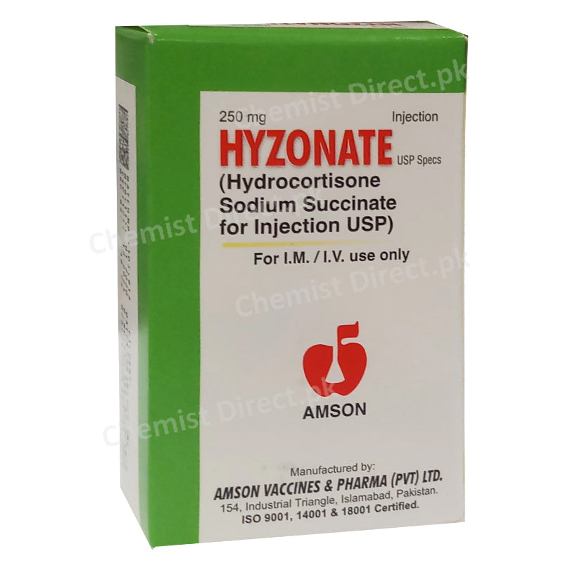 Hyzonate 250mg Injection Inj Amson Pharma Pvt Ltd Corticosteroids Hydrocortisone Sodium Succinate