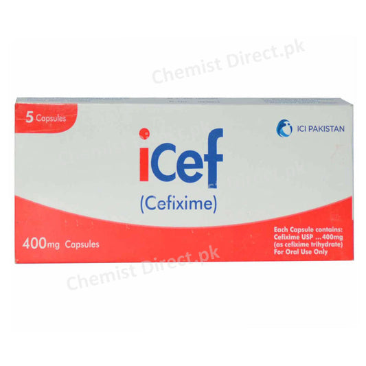 Icef 400mg Cap Capsule Ici Pakistan Ltd Cephalosporin Antibiotic Cefixime