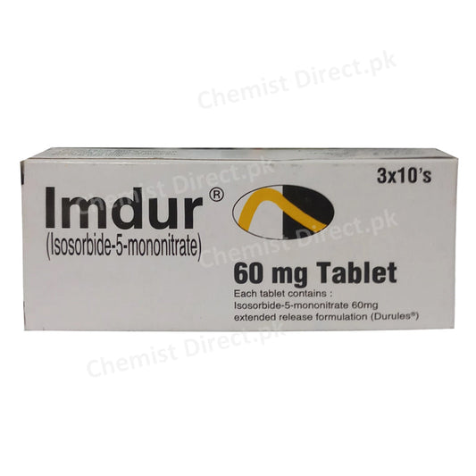 Imdur 60mg Tablet Tab Barrett Hodgson Pakistan Pvt Ltd Nitrates Isosorbide 5 Mononitrat