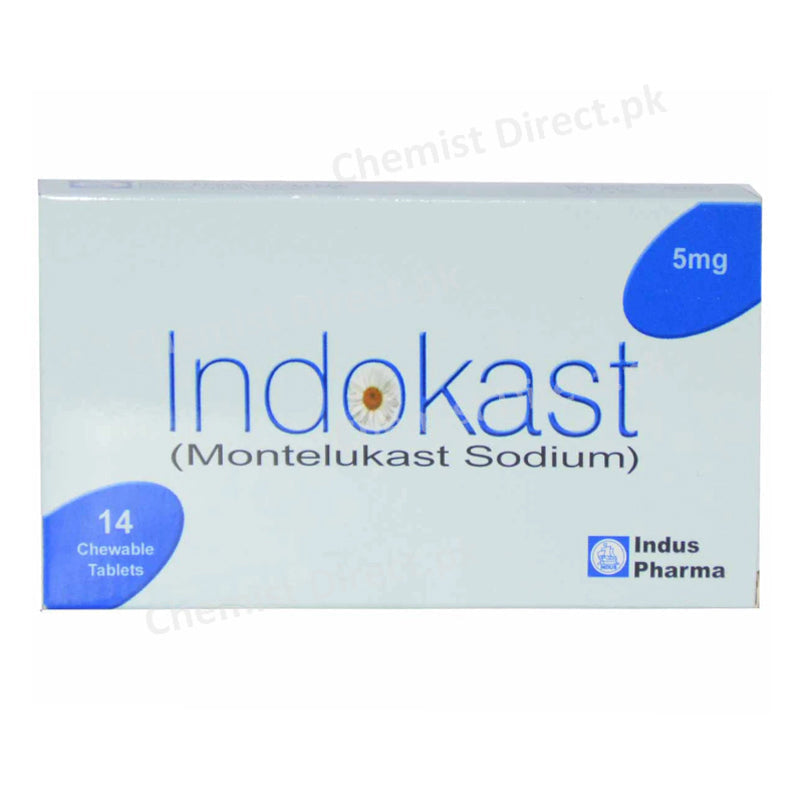 Indokast 5mg Tablet Montelukast Sodium Chewable Anti-Leukotriene Indus Phrama