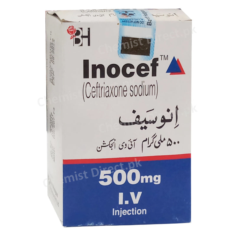 Inocef 500mg IV Injection Cephalosporin Antibiotic Ceftriaxone Sodium Barrett Hodgson Pakistan