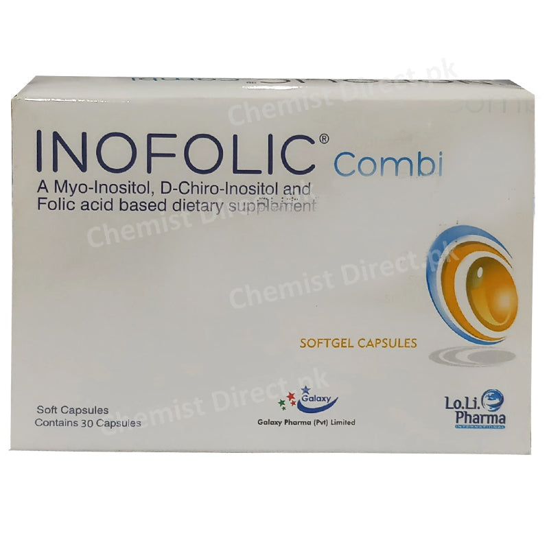 Inofolic Combi Capsule Galaxy Pharma Lo.Li Pharma SoftGel Myo-Inositol D-Chiro-Inositol Folic acid Dietary Supplement