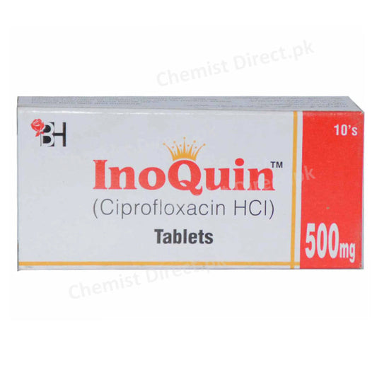 Inoquin-500mg Tab Tablet Barrett Hodgson Pakistan Pvt Ltd Quinolones Anti Bacterial Ciprofloxacin