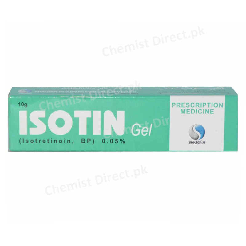 Isotin Gel 10gram Shaigan Pharmaceuticals Anti-acne Isotretinion BP 0.05%