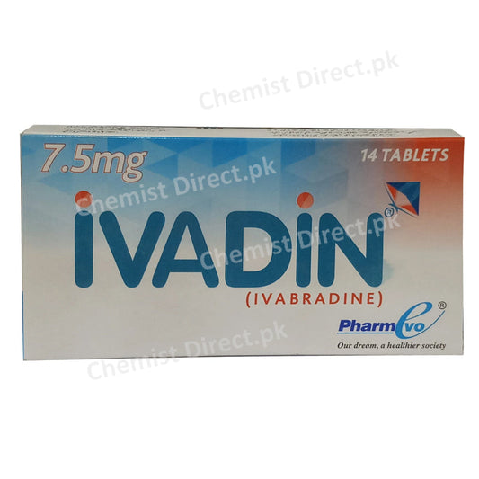 Ivadin 7.5mg Tablet Tab Pharm Evo Pv tLtd Anti Anginal Ivabradine