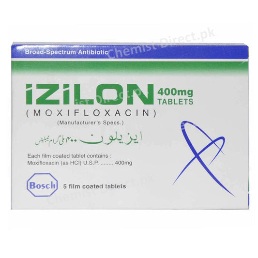  Izilon 400mg Tab Tablet Bosch Pharmaceuticals Pvt Ltd Quinolone Anti Bacterial Moxifloxacin
