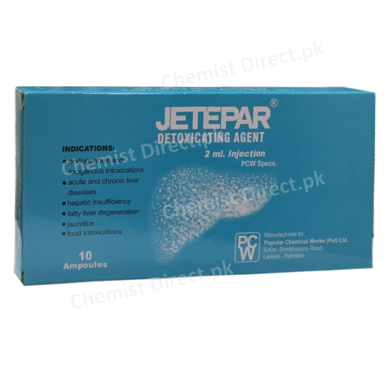 Jetepar Inj 2ml Injection Popular Chemical Work_Pvt Ltd LiverProtectant Betaine Glucuronate 750mg mg Diethanolamine Glucuronate 200mg Nicotinamide 41mg