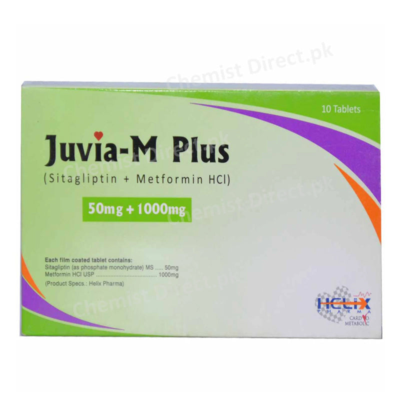 Juvia-M Plus 50/1000mg Tablet Helix Pharma Oral Hypoglycemics Sitagliptin 50mg Metformin 1000mg