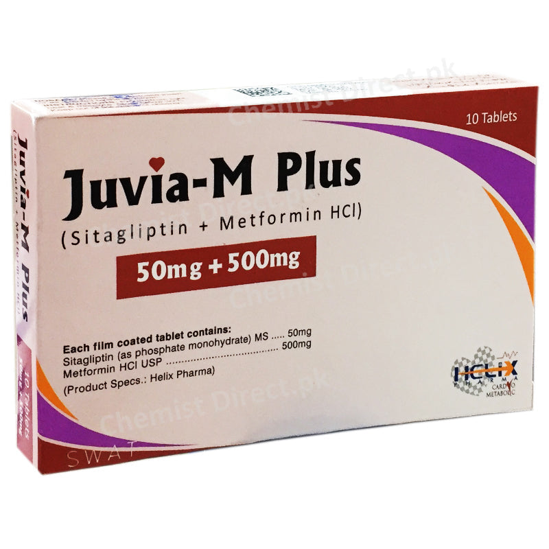 Juvia M Plus 50mg_500mg Tablet Helix Pharm Oral Hypoglycemics Sitagliptin 50mg Metformin 500mg