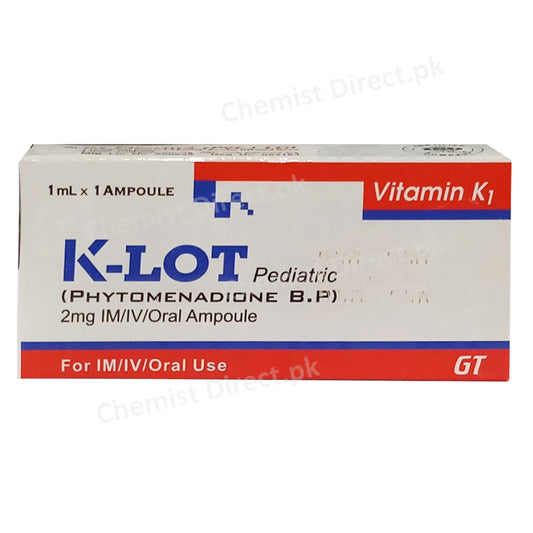 K-lot Injection 2mg IM/IV/Oral Ampoule Phytomenadione B.P Skymax Laboratories