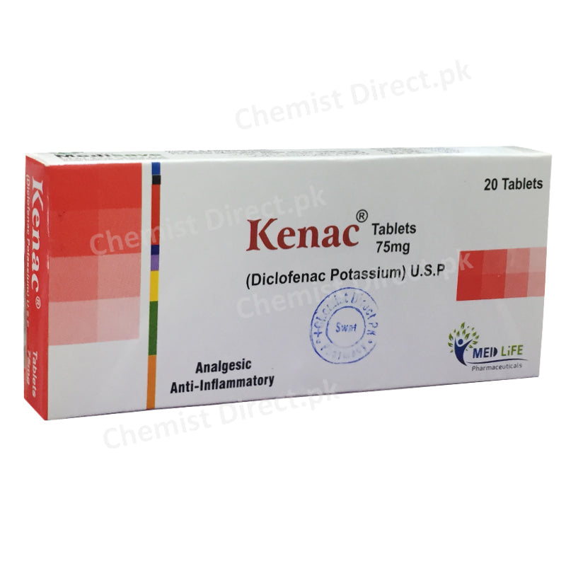 Kenac 75mg Tablet Diclofenac potassium Medlife Pharma