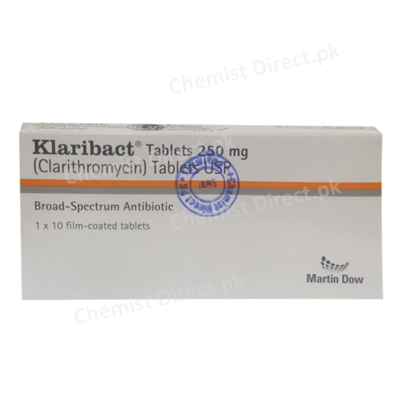 Klaribact 250mg Tablet Martin Dow Pharmaceuticals Macrolide Anti-Bacterial Clarithromycin