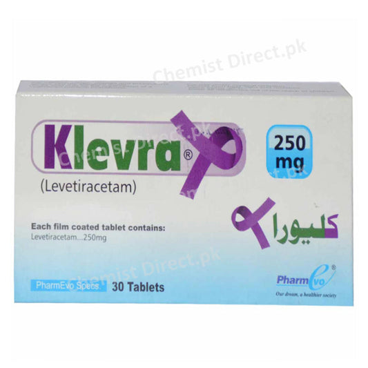 Klevra 250mg Tablet Anti-Epileptics Levetiracetam Pharm Evo