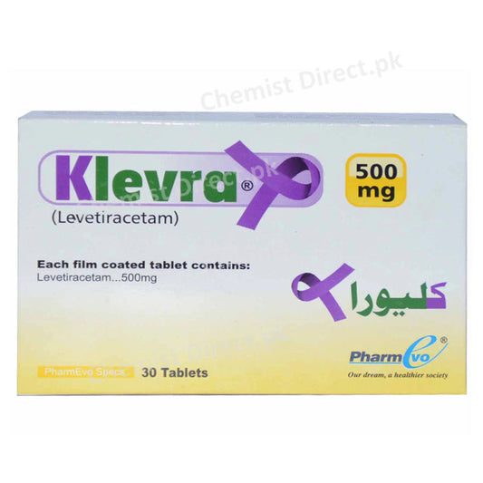 Klevra 500mg Tablet Anti-Epileptics Levetiracetam Pharm Evo
