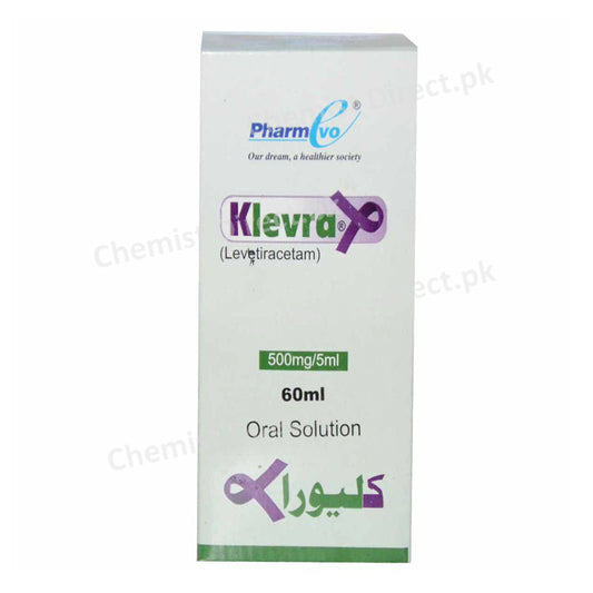 Klevra Oral Solution 500mg/5ml 60ml Anti-Epileptics Levetiracetam Pharm Evo