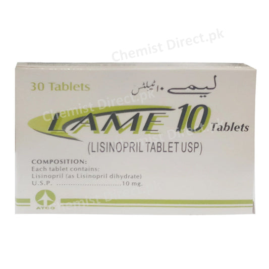 Lame 10mg Tablet Anti-Hypertensive Lisinopril Dihydrate Atco Laboratories