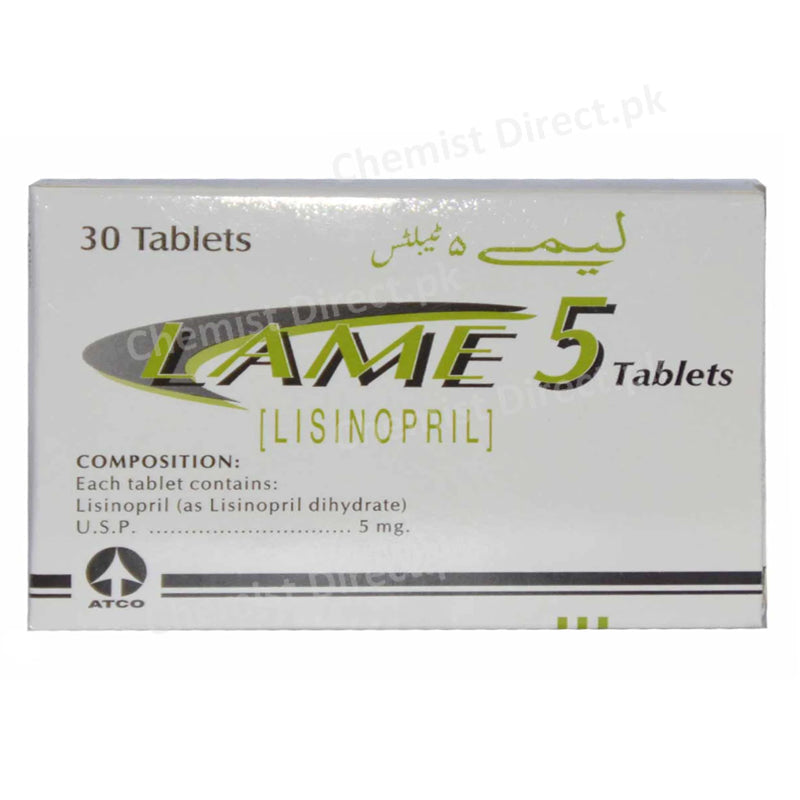 Lame 5mg Tablet Anti-Hypertensive Lisinopril Dihydrate Atco Laboratories