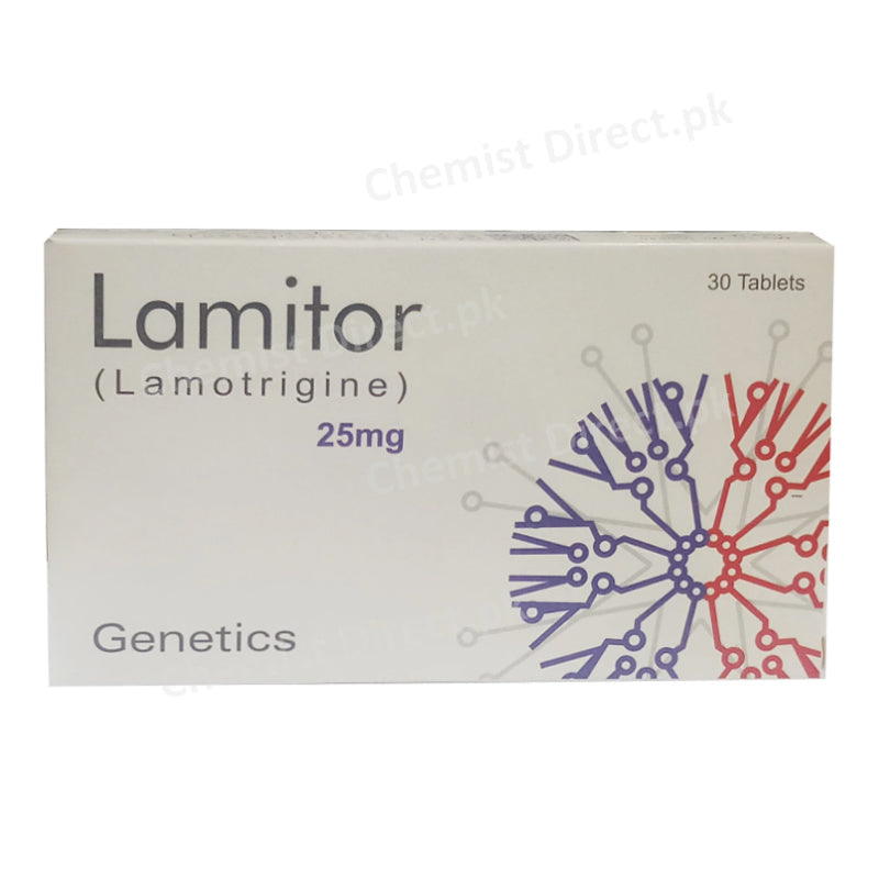 Lamitor 25mg Tablet Genetics Pharmaceuticals Anti-Epileptic Lamotrigine